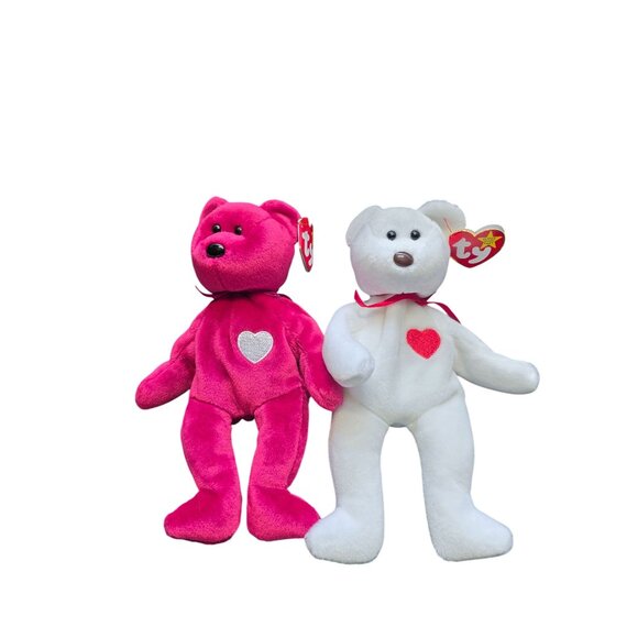 Valentino and Valentina Bears Valentine’s Day Ty Beanie Babies - Picture 7 of 8